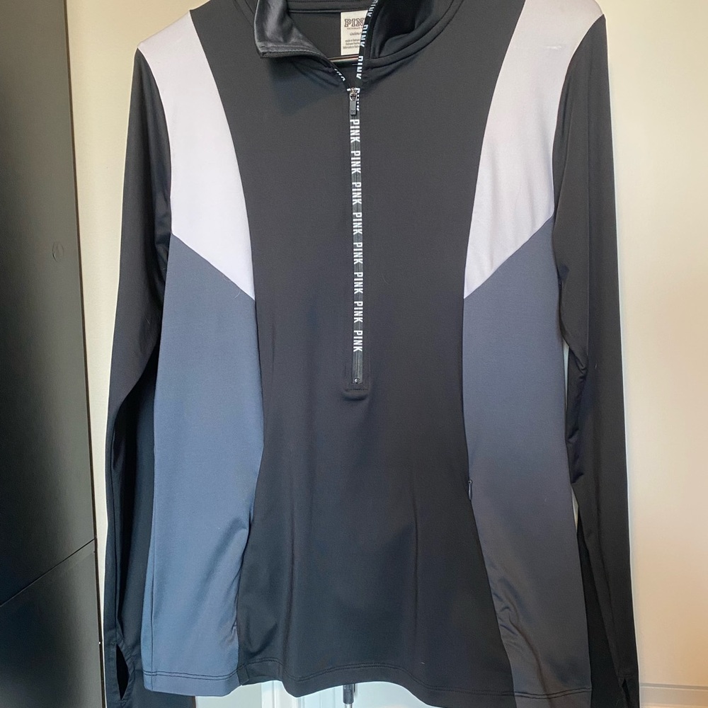 PINK Victoria's Secret Black and Gray Rash Guard Swimwear